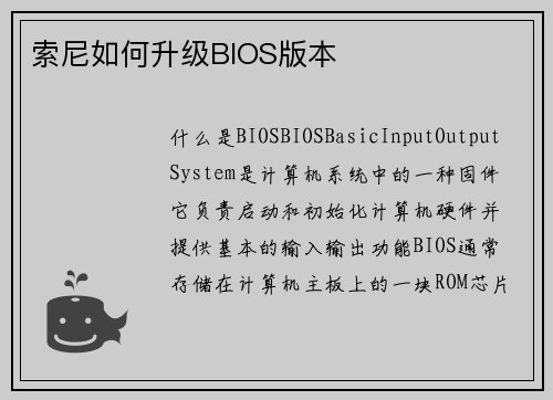 索尼如何升级BIOS版本